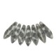 Czech Glass Daggers beads 5x16mm Crystal chrome dots matted